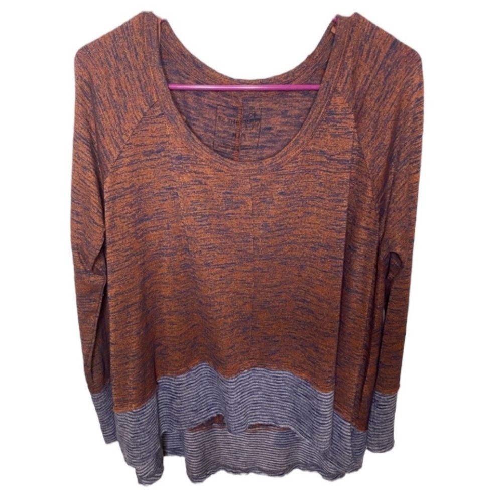 Orange and Blue marbled high low long sleeve shirt